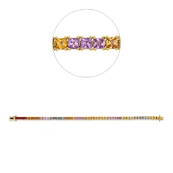 Armband aus 750 Gelbgold 54 Saphire 9,58ct mehrfarbig 2 Brillanten 0,03ct W-PI