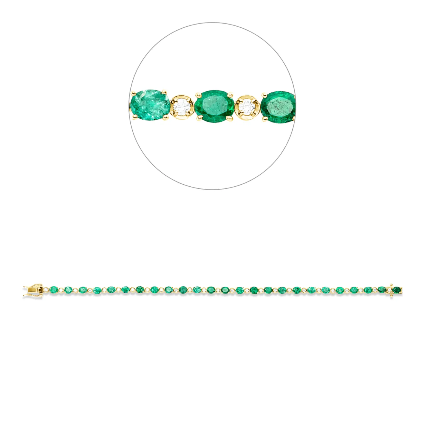 Armband aus 750 Gelbgold 25 Smaragde 5,56ct grün 25 Brillanten 0,51ct F-VSI/SI