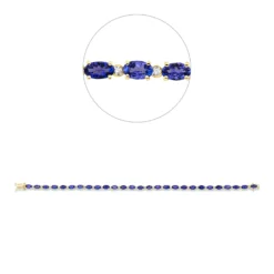Armband aus 585 Gelbgold 27 Tansanite 6,38ct blau 27 Brillanten 0,49ct TW-SI