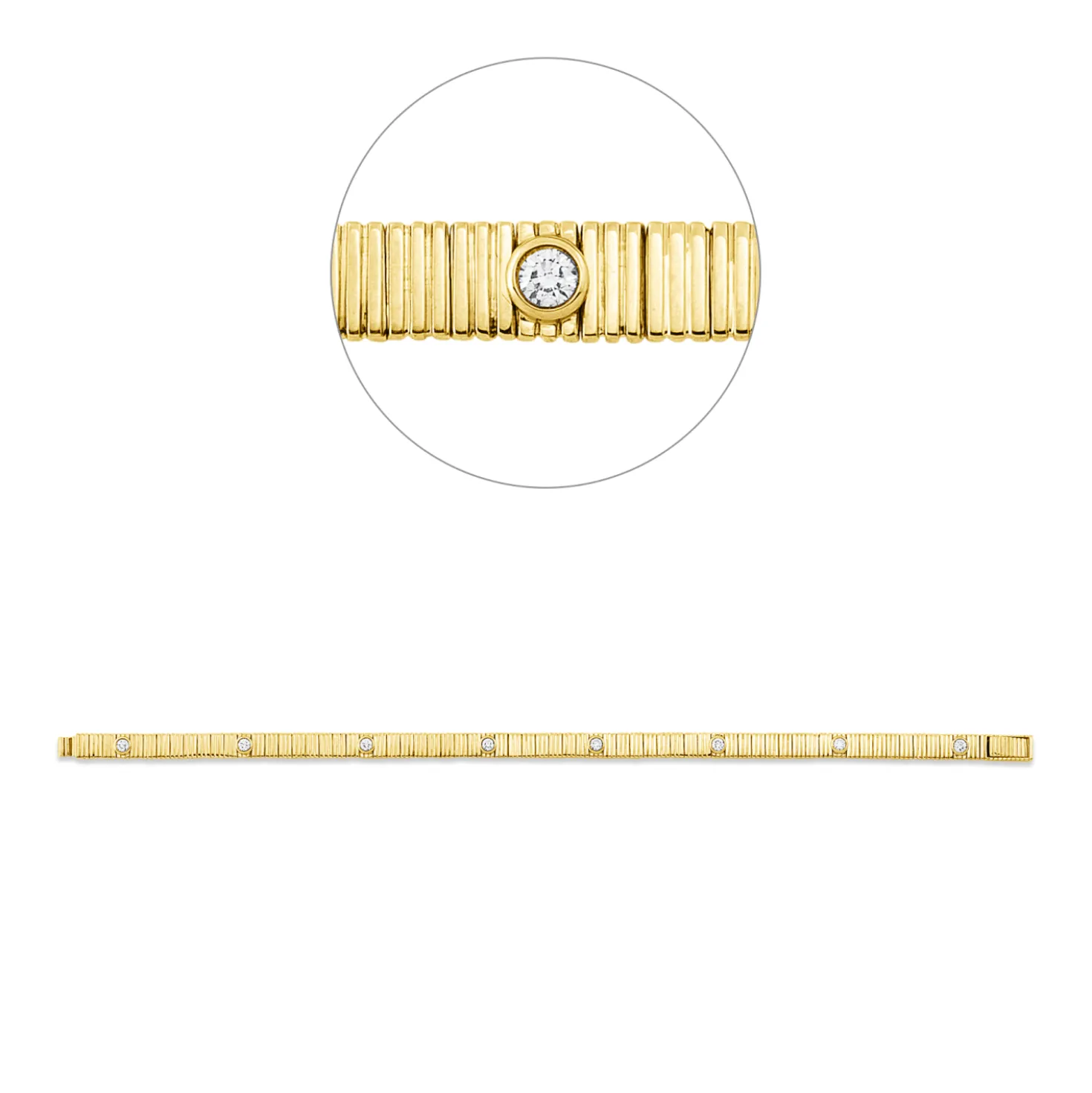 Armband aus 585 Gold Gelbgold 8 Brillanten 0,4ct TW-SI L:17,8cm Zarge