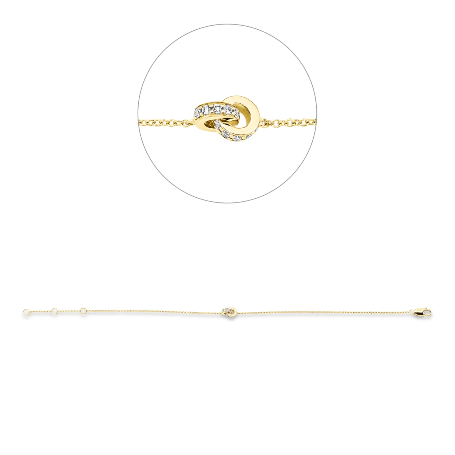 Armband aus 750 Gold Gelbgold 22 Brillanten 0,1ct TW-SI L:18cm