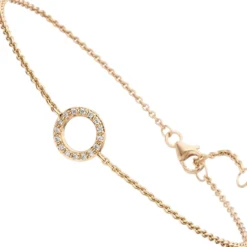 Armband aus 585 Gold Gelbgold Kreis mit 16 Diamanten 0,08 Ct 19-21cm