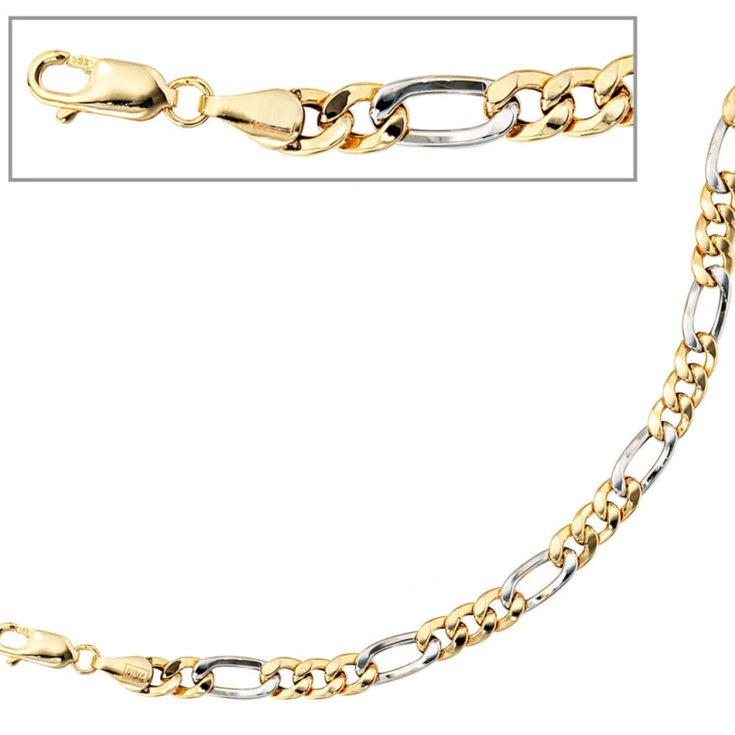Armband aus 333 Gold, Gelbgold & Weißgold, bicolor, Goldarmband, 19cm