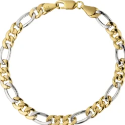 Armband aus 333 Gold, Gelbgold & Weißgold, bicolor, Goldarmband, 19cm