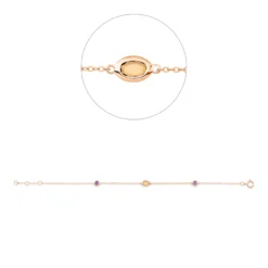 Armband aus 750 Gold Rotgold 3 Amethyste 0,41ct lila L:18cm