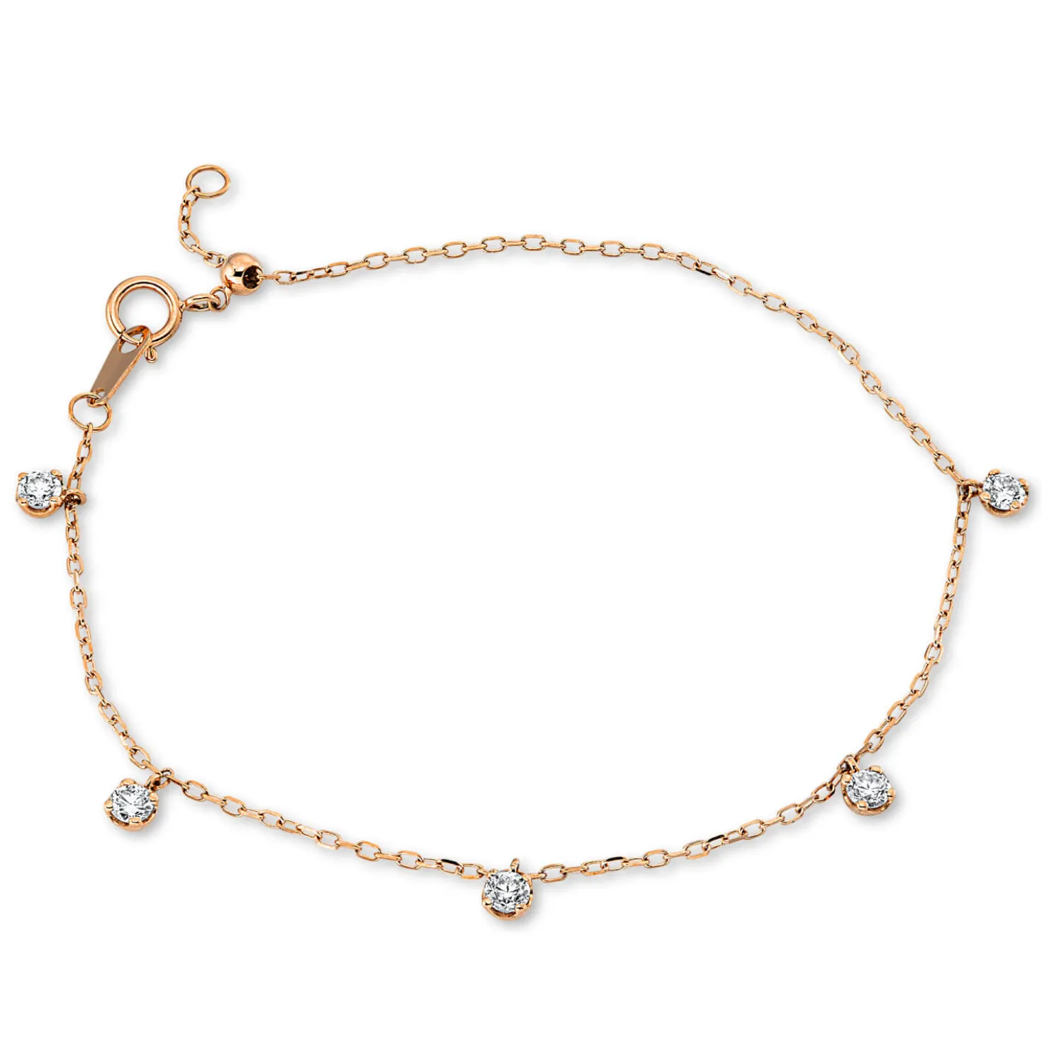 Armband aus 750 Gold Rotgold 5 Brillanten 0,37ct TW-SI L:17,8cm