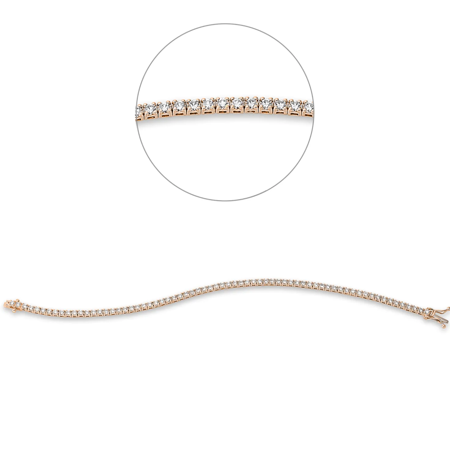 Armband aus 750 Gold Rotgold 68 Brillanten 2,64ct TW-SI B:2,3mm L:18cm 4er-Krappe