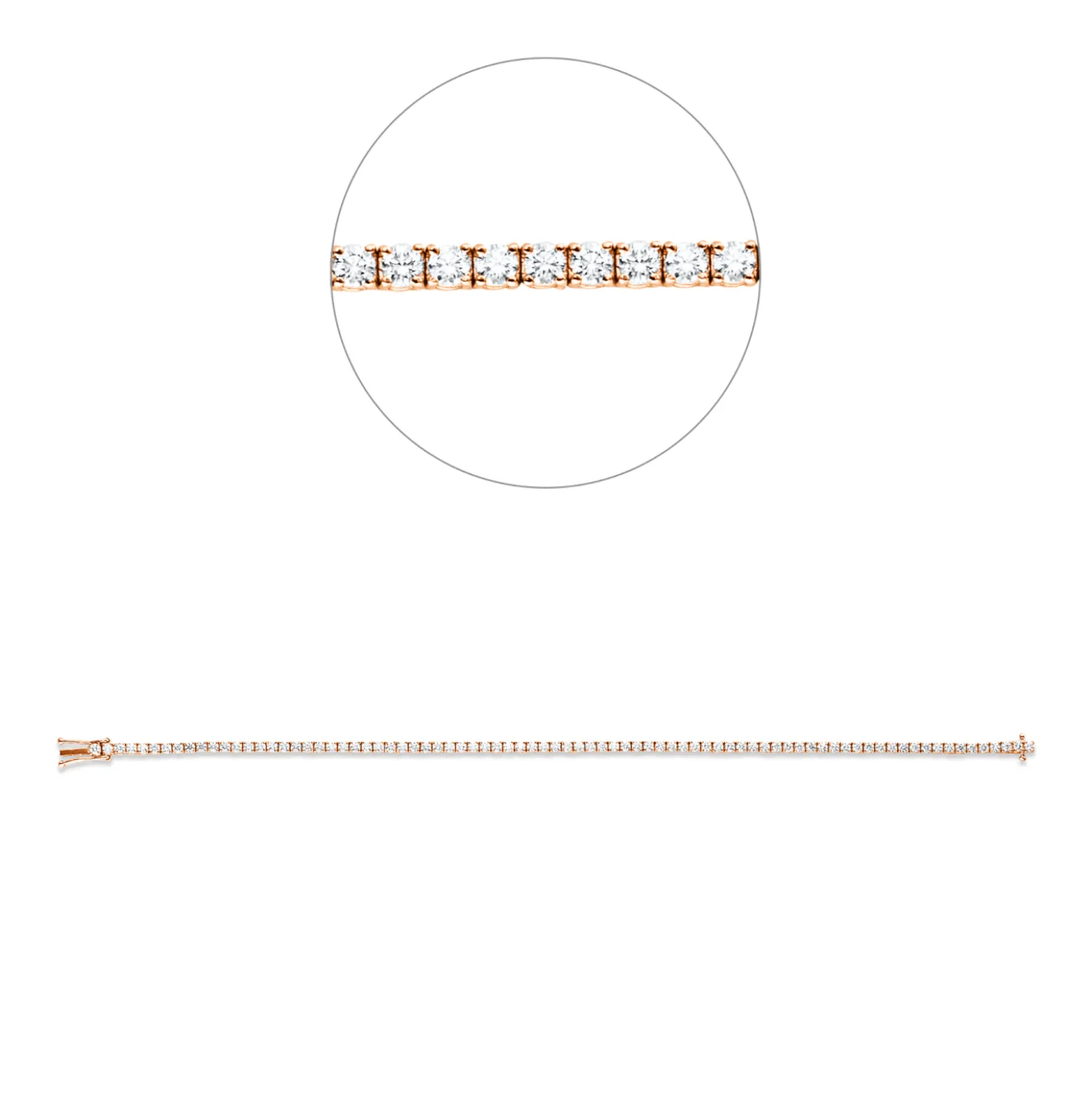 Armband aus 750 Gold Rotgold 81 Brillanten 2,05ct TW-SI L:17,5cm 4er-Krappe