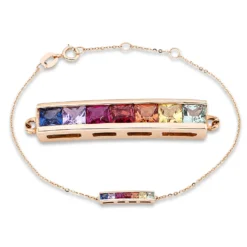 Armband aus 750 Gold Rotgold 7 Saphire 0,42ct mehrfarbig B:3mm L:17,8cm