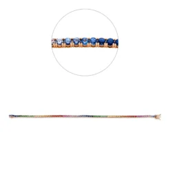 Armband aus 750 Gold Rotgold 82 Saphire 3,52ct mehrfarbig B:2mm L:18cm