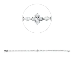 Armband aus 750 Gold Weißgold 20 Diamanten 1,39ct F-SI B:7,3mm L:17,5cm