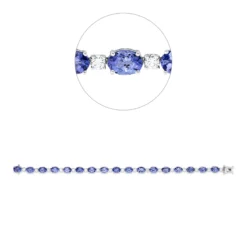 Armband aus 950 Gold weiß 17 Tansanite 13,3ct blau 17 Brillanten 1,51ct TW-SI