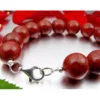 Armband aus Koralle Schaumkoralle Kugel 12mm & 925 Silber rot-braun glatt