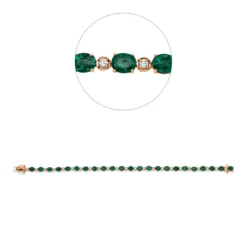 Armband aus 750 Rotgold 23 Smaragde 6,57ct grün 23 Brillanten 0,47ct F-SI