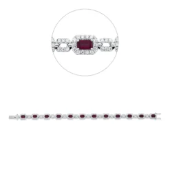 Armband aus 750 Weißgold 12 Rubine 3,76ct rot 240 Brillanten 2,24ct F-VSI
