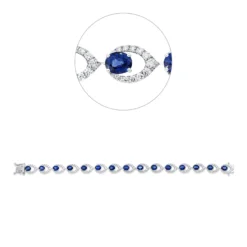 Armband aus 750 Weißgold 15 Saphire 7,36ct blau 195 Brillanten 2,06ct F-VVS/VS