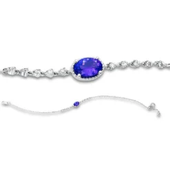 Armband aus 750 Weißgold Tansanit 0,47ct blau 10 Brillanten 0,11ct TW-PI L:17,8cm