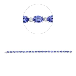 Armband aus 750 Weißgold 21 Tansanite 13,96ct blau 21 Brillanten 0,85ct TW-SI