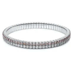 Armband Flex-Band 2-reihig aus 750 Weißgold 172 Diamanten 9,47ct Ø65mm 4er-Krappe