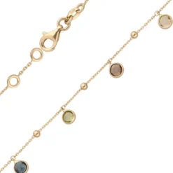 Armband 585 Gold Gelbgold mit Blautopas Amethyst Peridot Citrin Rauchquarz 19cm