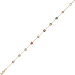 Armband 585 Gold mit Amethyst Granat Blautopas Citrin Peridot Rauchquarz 19cm