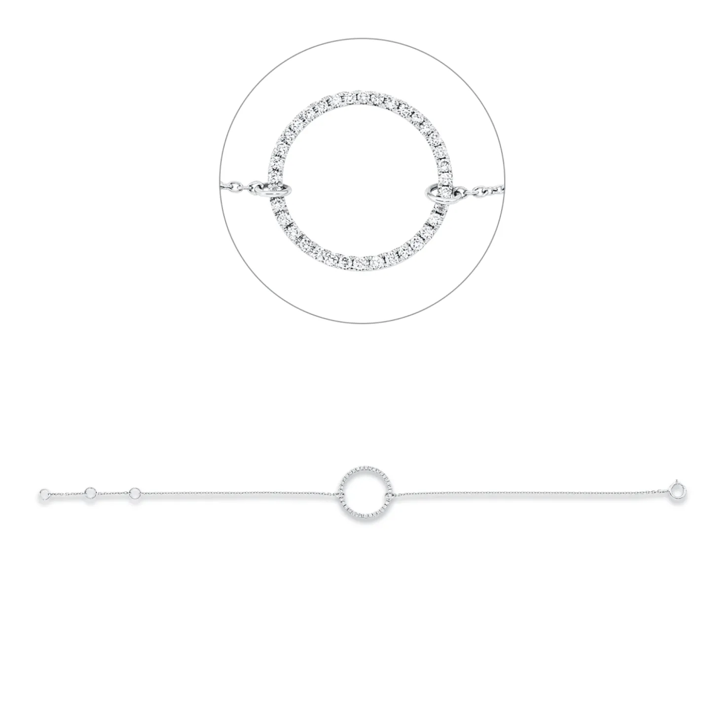 Armband Kreis aus 750 Weißgold 36 Brillanten 0,19ct W-SI B:14,8mm L:17,8cm