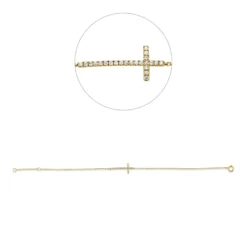 Armband Kreuz aus 750 Gold Gelbgold 23 Brillanten 0,09ct TW-SI L:18cm