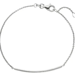 Armband Rundankerkette mit schmalem Schild 585 Gold Weißgold 18cm Armschmuck