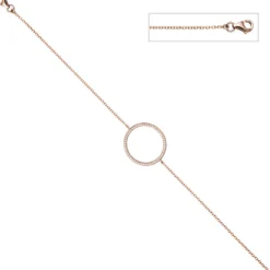 Armband 925 Silber rotgold vergoldet Kreis mit Zirkonia rundum 925 Silber 21cm