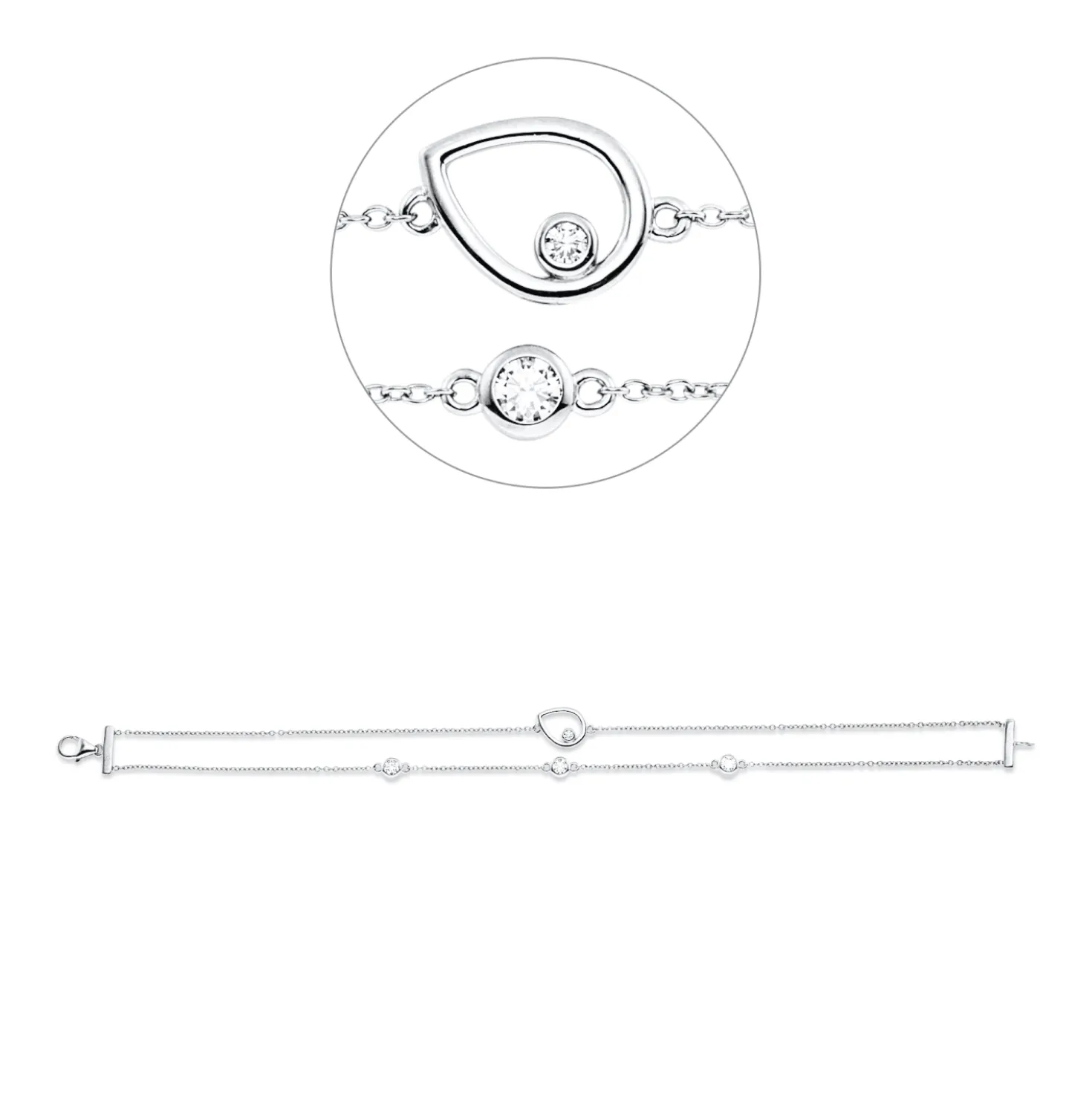 Armband Tropfen aus 750 Weißgold 3 Brillanten 0,36ct TW-SI 1 Brillant 0,03ct TW-SI