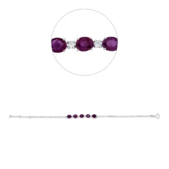 Armband 750 Weißgold 5 Rubine 2,27ct rot 6 Brillanten 0,2ct F-SI B:4,1mm L:17cm
