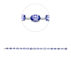 Armband 750 Weißgold 18 Tansanite 8,08ct blau 51 Brillanten 0,23ct F-VSI L:17,5cm