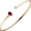 Armreif Armband offen Armspange 585 Gold Gelbgold Rubelit Diamant 0.07Ct