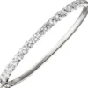 Armreif Armschmuck Armband, 925 Silber Zirkonia weiß, oval Kastenschloss