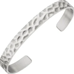 Armreif Armspange aus 925 Silber rhodiniert mattiert offen strukturiert 19,5cm