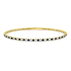 Armreif aus 750 Gelbgold 38 Saphire 1,15ct blau 37 Brillanten 0,88ct TW-SI Ø58mm