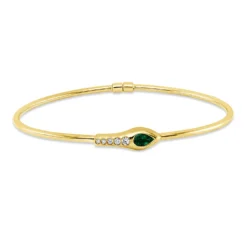 Armreif aus 750 Gelbgold Smaragd 0,25ct grün 5 Brillanten 0,07ct F-VSI 49x59mm