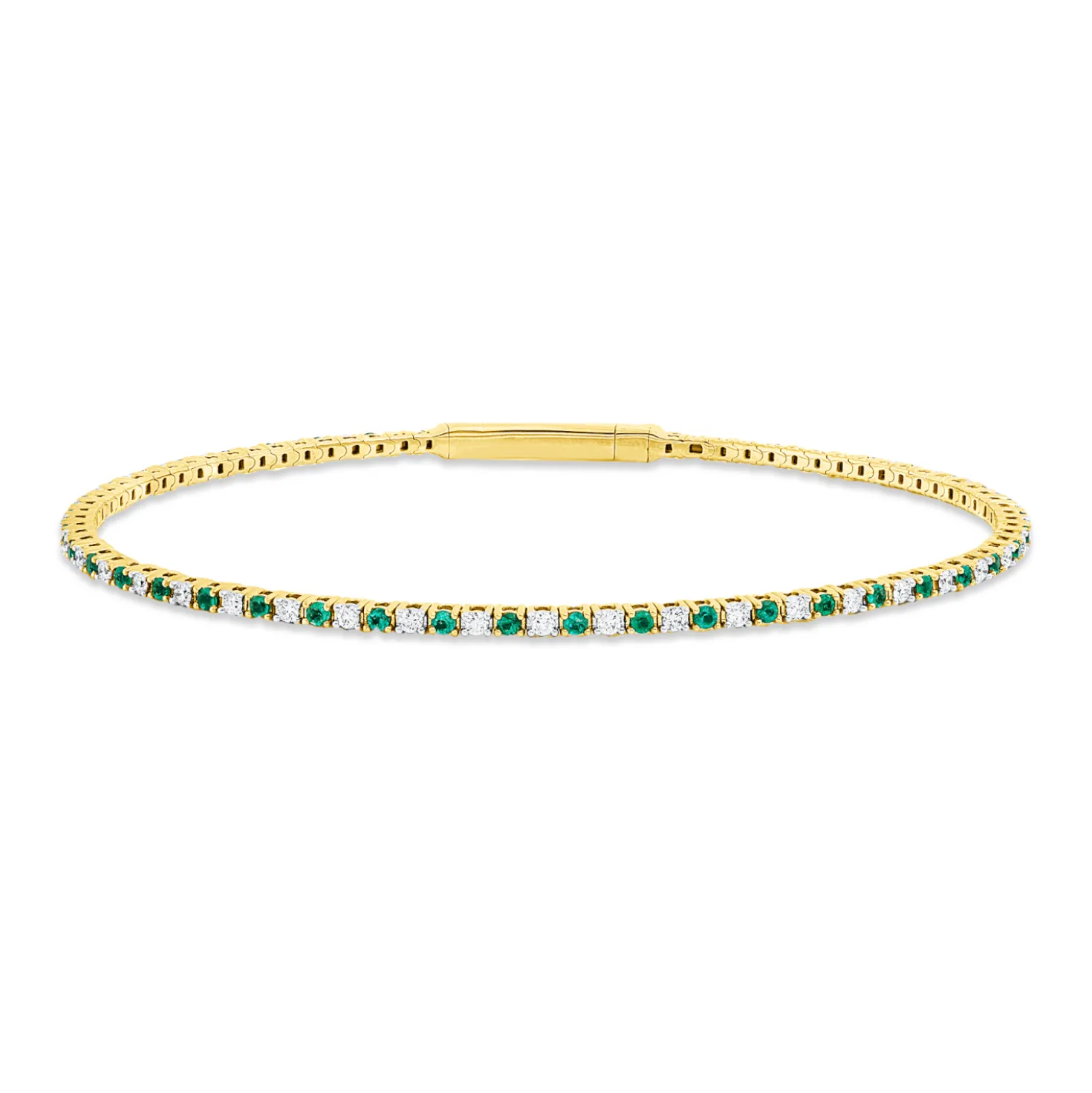 Armreif aus 750 Gelbgold 42 Smaragde 0,51ct grün 41 Brillanten 0,5ct TW-SI