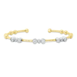 Armreif aus 585 Gold gelb/weiß 9 Diamanten 0,63ct TW-SI 58x48mm Zarge