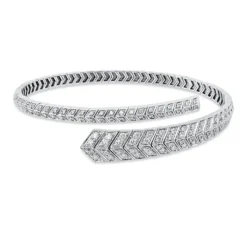 Armreif aus 750 Weißgold 9 Diamanten Oval-Schliff 1,21ct TW-SI 47x55mm Zarge