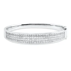 Armreif aus 750 Weißgold 140 Diamanten Prinzess-Schliff 6,19ct F-VSI 49x59mm