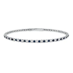 Armreif aus 750 Weißgold 38 Saphire 1,09ct blau 37 Brillanten 0,91ct TW-SI Ø58mm