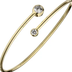 Armreif offener Armband, weiße Zirkonia 925 Silber Gelbgold vergoldet Armschmuck
