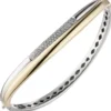 Armreif ovaler Armband mit 55 Diamanten 0.328Ct W/SI 585 Gold Gelbgold Weißgold