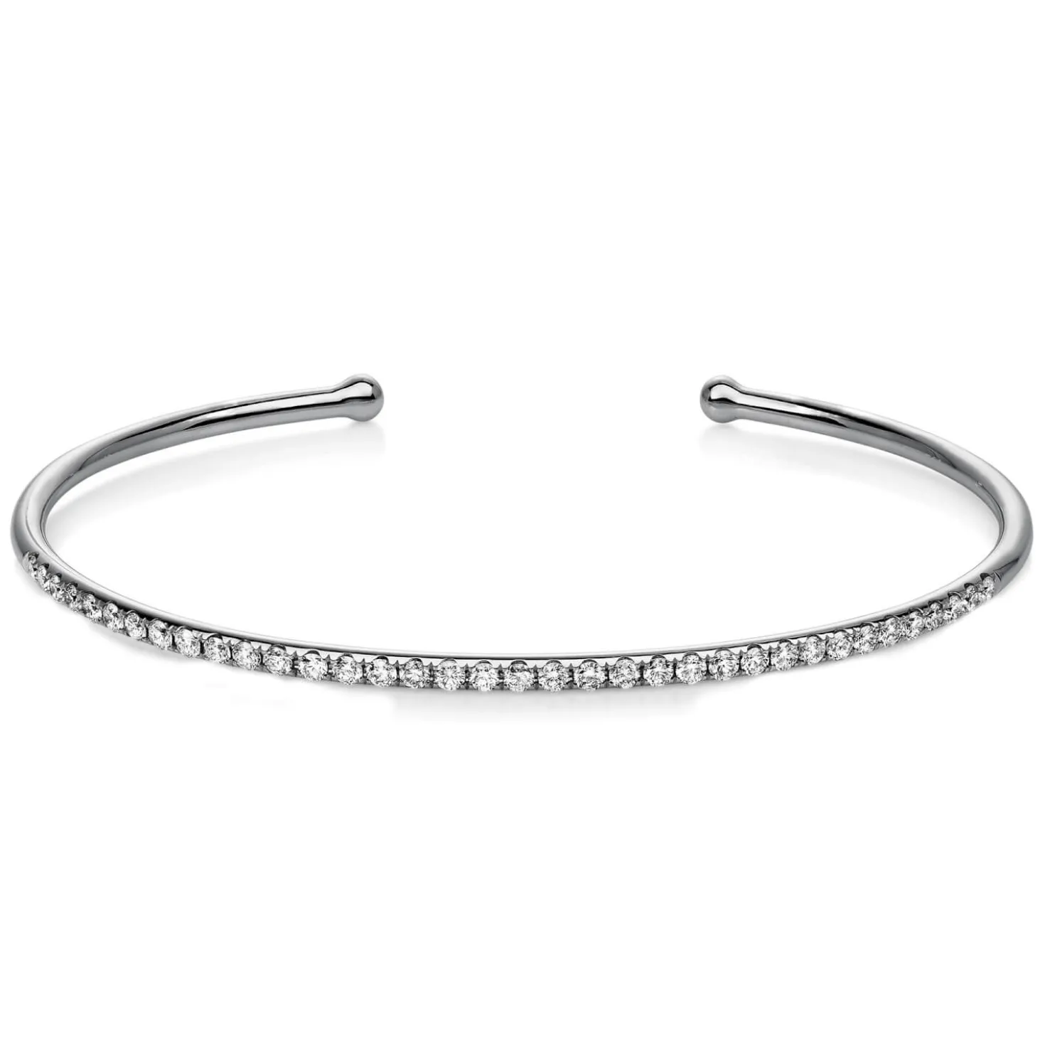 Armreif schmal aus 750 Gold Weißgold 36 Brillanten 0,63ct TW-SI 45x55mm