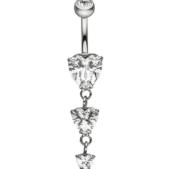 Bauchnabelpiercing Piercing aus Edelstahl mit Zirkonia Herzen Herz-Form weiß