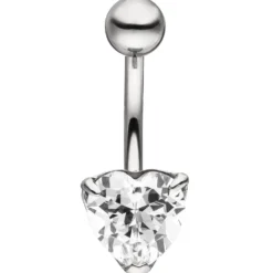 Bauchnabelpiercing Piercing aus Edelstahl mit 1 Zirkonia Herz Herzform Damen