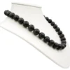 Breite Kette Halskette aus echter Lava mit Poren schwarz Ø 14mm 925 Silber 50cm