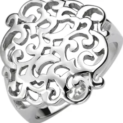 Breiter Ring aus 925 Silber Fingerring mit Ornament B: 19,5mm Damen