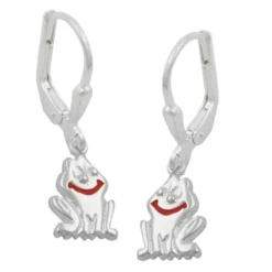 Brisur Ohrhänger 25x7mm Ohrringe lächelnder Frosch aus echtem 925 Silber Kinder